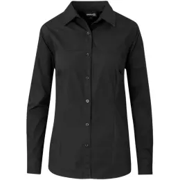 Ladies Long Sleeve Empire Shirt Black Front